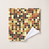 Fliesen, braune Mosaikfliesen, geometrisches Muste Badhandtuch Set (Waschlappen)