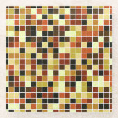 Fliesen, braune Mosaikfliesen, geometrisches Muste Glasuntersetzer (Vorderseite)