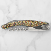 Fliesen, braune Mosaikfliesen, geometrisches Muste Kellnermesser (Rückseite)