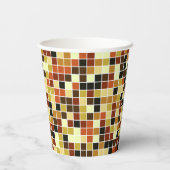 Fliesen, braune Mosaikfliesen, geometrisches Muste Pappbecher (Rückseite)