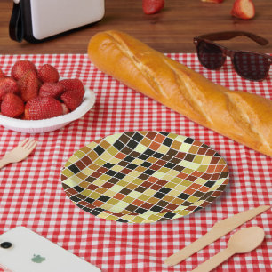 Fliesen, braune Mosaikfliesen, geometrisches Muste Pappteller