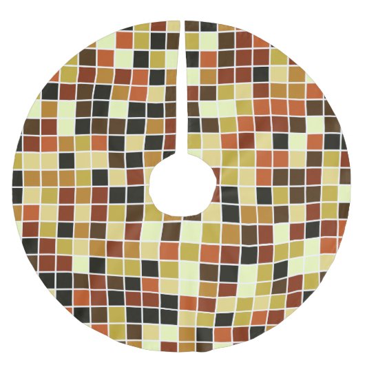 Fliesen, braune Mosaikfliesen, geometrisches Muste Polyester Weihnachtsbaumdecke (Vorderseite)