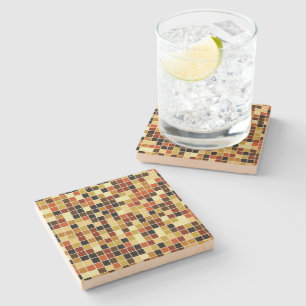 Fliesen, braune Mosaikfliesen, geometrisches Muste Steinuntersetzer