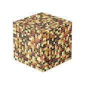 Fliesen, braune Mosaikfliesen, geometrisches Muste Würfel (Rückseite Schrägansicht)
