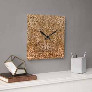 Fliesen der Alhambra-Wall-Uhr Quadratische Wanduhr