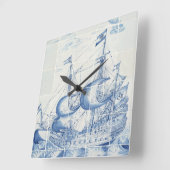 Fliesen-Entwurfsuhr Delfts blaue Quadratische Wanduhr (Winkel)