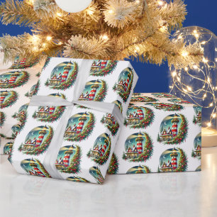 Fliesen-Fest-Weihnachtsleuchtturm Geschenkpapier