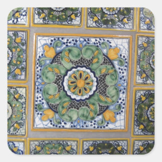 Fliesen im mexikanischen Talavera Stil Quadratischer Aufkleber