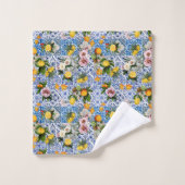 Fliesen im sizilianischen Stil mit Blume und Zitro Badhandtuch Set (Waschlappen)