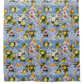 Fliesen im sizilianischen Stil mit Blume und Zitro Duschvorhang (Vorderseite)