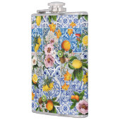 Fliesen im sizilianischen Stil mit Blume und Zitro Flachmann (Links)