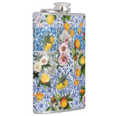 Fliesen im sizilianischen Stil mit Blume und Zitro Flachmann (Rechts)