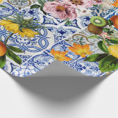 Fliesen im sizilianischen Stil mit Blume und Zitro Geschenkpapier (Ecke)