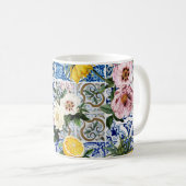 Fliesen im sizilianischen Stil mit Blume und Zitro Kaffeetasse (VorderseiteRechts)