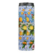 Fliesen im sizilianischen Stil mit Blume und Zitro Thermosbecher (Rückseite)