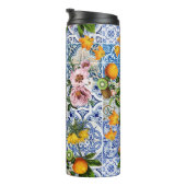 Fliesen im sizilianischen Stil mit Blume und Zitro Thermosbecher (Nach rechts gedreht)