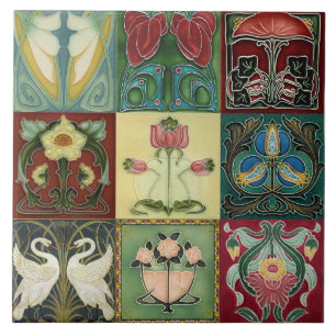 Fliesen-Kamin im Jugendstil dekorativ Fliese