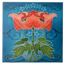 Fliesen-Kamin im Jugendstil dekorativ