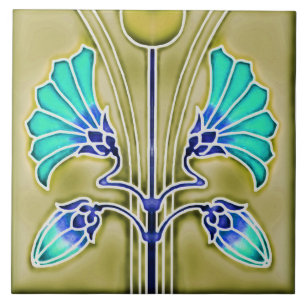 Fliesen-Kamin im Jugendstil dekorativ Fliese