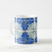 Fliesen-Kunst-Tasse - Blau Kaffeetasse (Vorderseite Links)