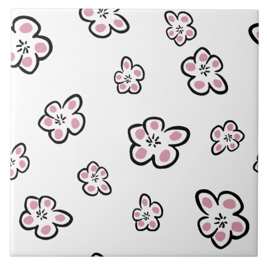 Fliesen mit rosa Blumenmotiv (Vorderseite)