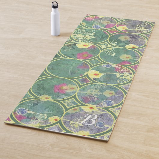 Fliesen-Monogramm Wildblumen-Yogamatte Yogamatte (Beispiel)