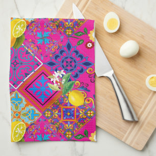 Fliesen, Mosaik, Azulejo, Zitronen, Zitrusfrüchte, Geschirrtuch