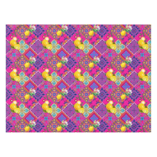 Fliesen, Mosaik, Azulejo, Zitronen, Zitrusfrüchte, Tischdecke (Vorderseite (Horizontal))