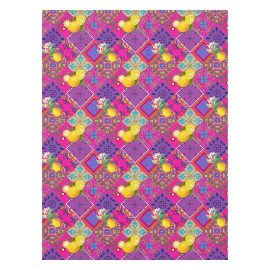 Fliesen, Mosaik, Azulejo, Zitronen, Zitrusfrüchte, Tischdecke (Vorderseite)