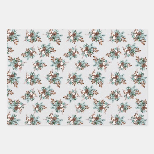 Fliesen pinecones und karierte Weihnachten Geschenkpapier Set (Vorderseite 2)