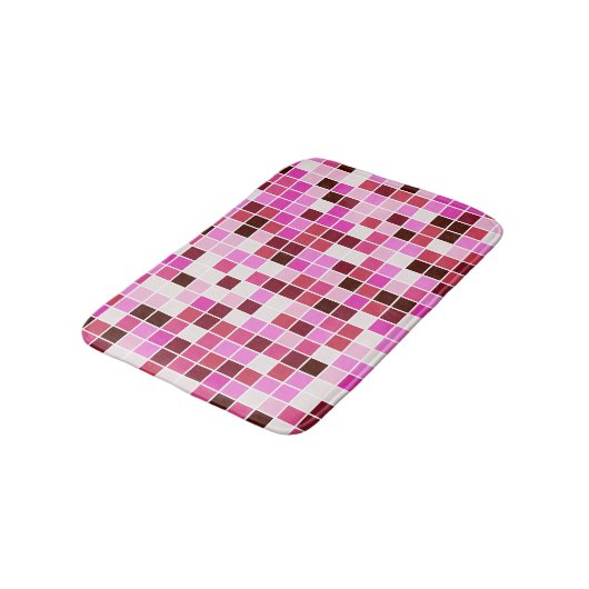 Fliesen, rosa Mosaikfliesen, geometrisches Muster Badematte (Schrägansicht)