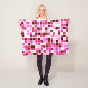 Fliesen, rosa Mosaikfliesen, geometrisches Muster Fleecedecke