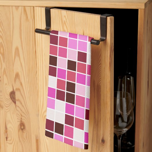 Fliesen, rosa Mosaikfliesen, geometrisches Muster Geschirrtuch (Drittel gefaltet)