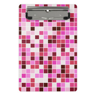 Fliesen, rosa Mosaikfliesen, geometrisches Muster Mini Klemmbrett