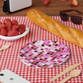 Fliesen, rosa Mosaikfliesen, geometrisches Muster Pappteller