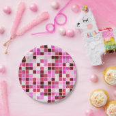 Fliesen, rosa Mosaikfliesen, geometrisches Muster Pappteller (Party)