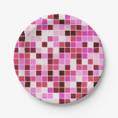 Fliesen, rosa Mosaikfliesen, geometrisches Muster Pappteller (Vorderseite)