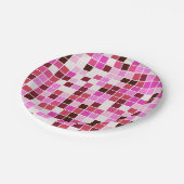 Fliesen, rosa Mosaikfliesen, geometrisches Muster Pappteller (Schrägansicht)