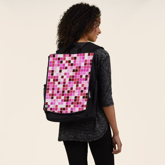 Fliesen, rosa Mosaikfliesen, geometrisches Muster Rucksack (Ausgewaschen)