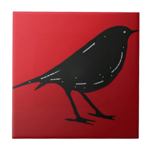 Fliesen-schwarzes Vogel-Rot Fliese