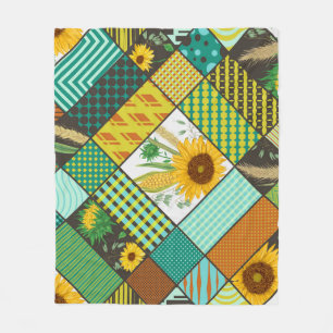 Fliesen, Sonnenblumen, geometrisches Muster. Fleecedecke
