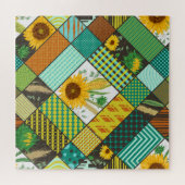 Fliesen, Sonnenblumen, geometrisches Muster. Puzzle (Horizontal)