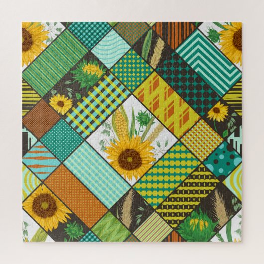 Fliesen, Sonnenblumen, geometrisches Muster. Puzzle (Vertikal)