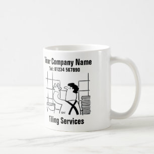 Fliesen von Küchen und Badezimmern. Fliesenlegerdi Kaffeetasse