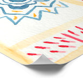Fliesenboden mit orientalischen Ornamenten. Waterc Poster (Ecke)