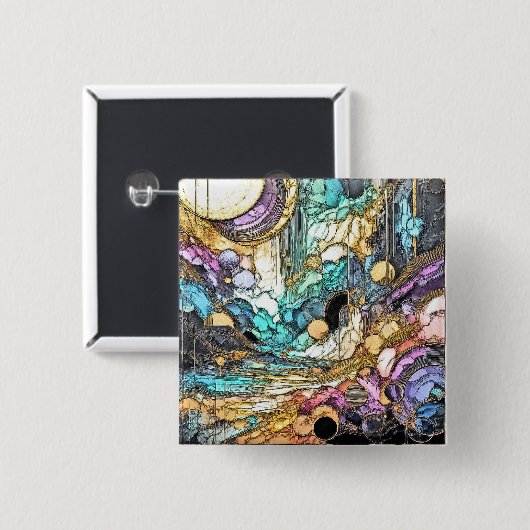 Fliesender Goldfluss Button (Vorne & Hinten)