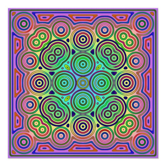 Fliesendesign farbiger konzentrischer Kreise Poster (Vorderseite)