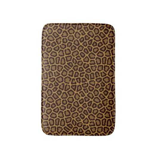 Fliesenhintergrund mit einem Leopardpelz Badematte (Vorderseite Vertikal)