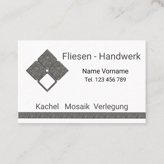 Fliesenleger Handwerk Visitenkarte (Vorderseite)