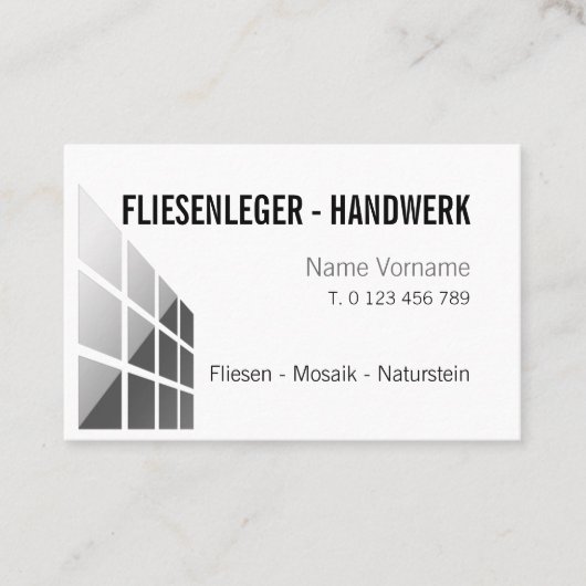 Fliesenleger Handwerk Visitenkarte (Vorderseite)